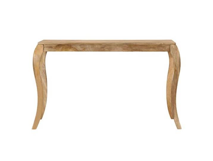 KFGWERSTY Esstisch 118 x 60 x 76 cm Massivholz Mango Braun Getünchtes Mango-Massivholz, handgefertigt, geschwungene Beine, Vintage-Charme, für Esszimmer und Küche