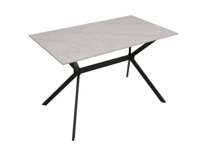 MCW Esszimmertisch eckig Weiß, Stein, 120x76x70 cm, Esszimmer, Esstische