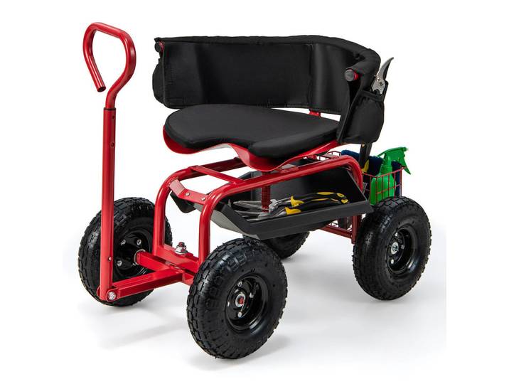 Costway Gartenwagen Rot, Metall, 90x60x61 cm, Gartenzubehör, Gartenpflege, Gartengeräte