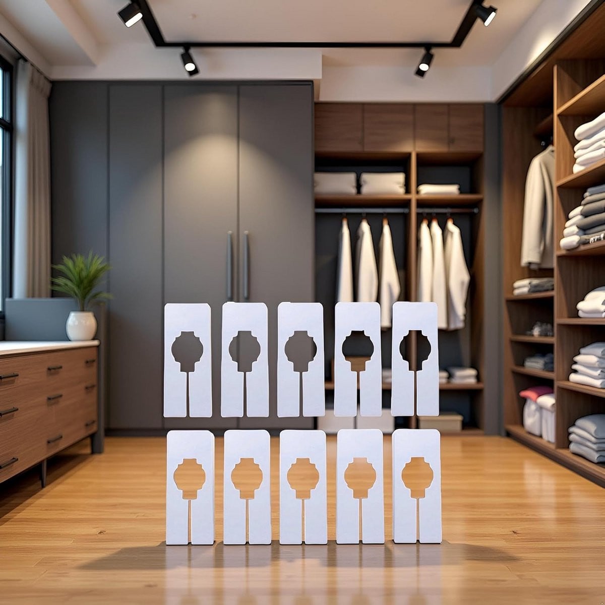 Set van 10 witte kastverdelers voor het organiseren van kleding