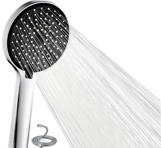 Benza Ibenzoa douchekop met 1,5 meter slang, Ø120 mm, 5 straalstanden, zilver