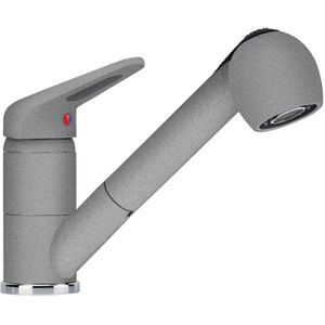 Franke Küchenarmatur Novara Plus 115.0470.670, steingrau, Hochdruck, 360° schwenkbar, ausziehbarer Auslauf