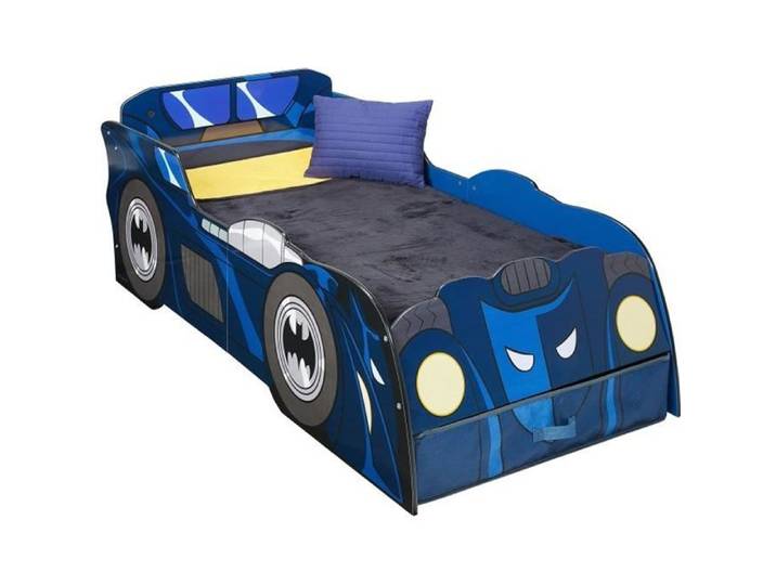 Batman Batmobile - Lit lumineux pour enfants avec rangement pour matelas 140cm x 70cm