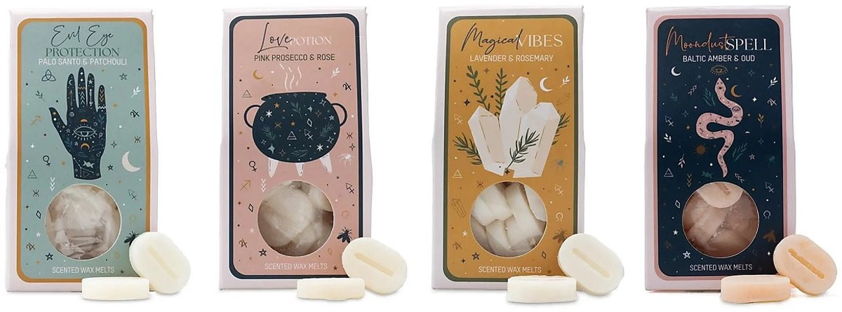 Set van 4 Waxmelts Celestial Magic Geurchips - Evil Eye Protection, Love Potion, Magical Vibes en Moondust Spell
