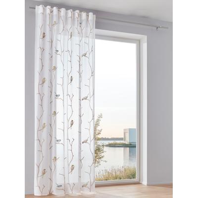 Gardine HEINE HOME Gr. 4, weiß (weiß, bunt), B:130cm H:245cm, Polyester, Gardinen, Gardine