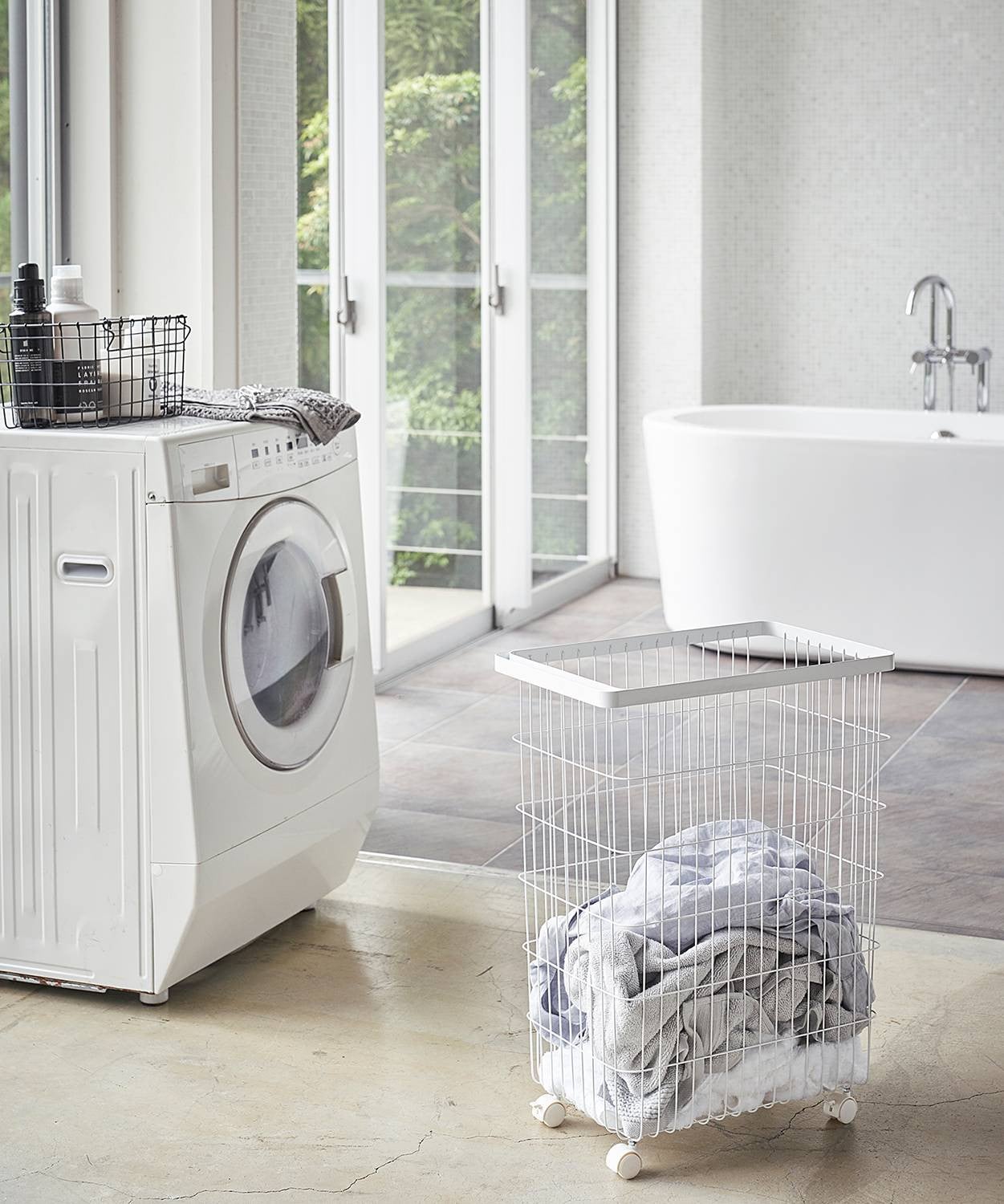 home24 Wasmand wit, B/D/H: 28 x 61 x 47 cm
