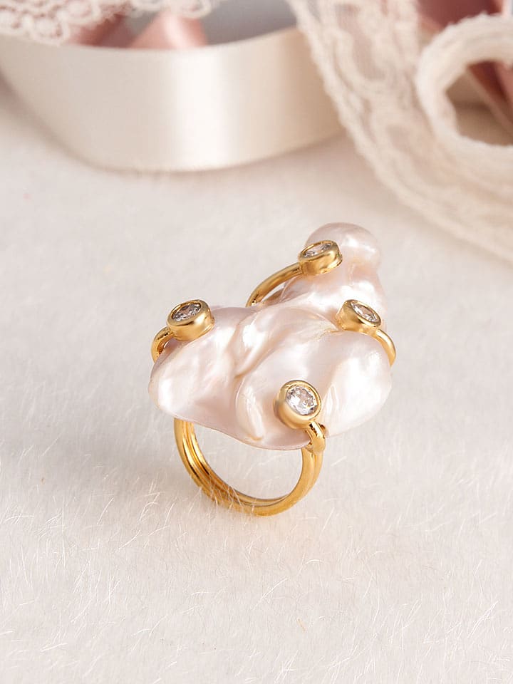 Pierres delicates Vergold. Ring mit Edelsteinen - onesize
