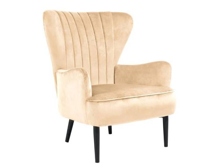 SVITA ARTHUR Fauteuil à oreilles Fauteuil relax Moderne Rembourré Velours Marron Clair