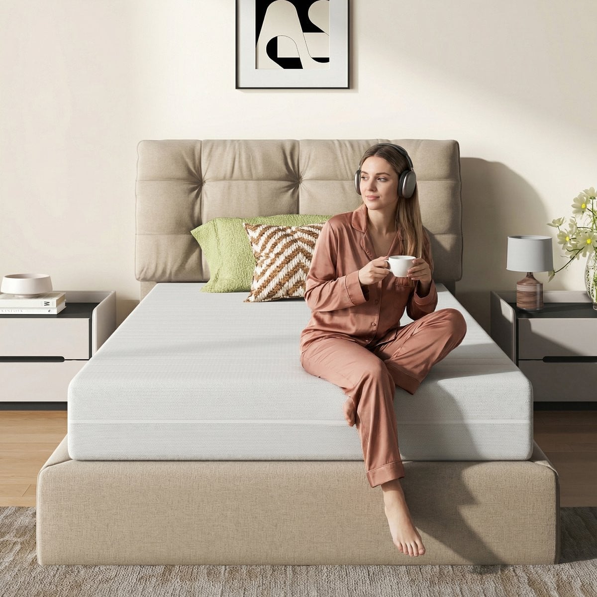 MODFU Matras van Koudschuim - Ergonomisch en Ademend met Afneembare Hoes - Wit - B: 140 cm, L: 200 cm