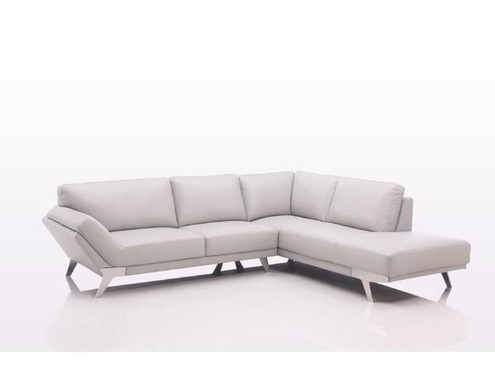 Salottini Ecksofa Edles Ecksofa Alba Leder Wohnlandschaft Eckcouch grau, 2 Teile, Handarbeit