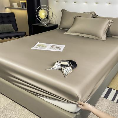 Shop Station Luxury Mulberry Silk Fitted Sheet Silk Mattress Cover For Queen & King Beds khaki 35.43 74.80 9.84 In