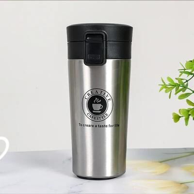 Uplift Essentials Leak Proof Stainless Steel Travel Coffee Mug With Vacuum Insulation And Safety Lock silver 510ml