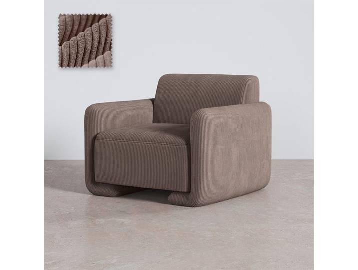 Fauteuil Rembourré En Velours Côtelé – Design Moderne - Halember Taupe