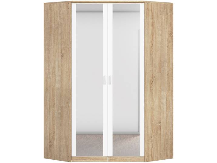 Eckkleiderschrank RAUCH Bremen , weiss (struktureichefarben hell, weiß), B:117cm H:199cm T:118cm, Holzwerkstoff, Schränke, Eckkleiderschrank, mit 8 Einlegeböden
