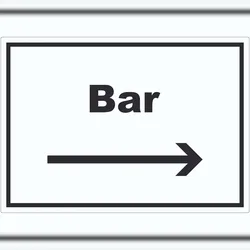 HB-Druck Bar Aufkleber mit Text und Richtungspfeil rechts Pub Kneipe waagerecht A0 (841x1189mm)