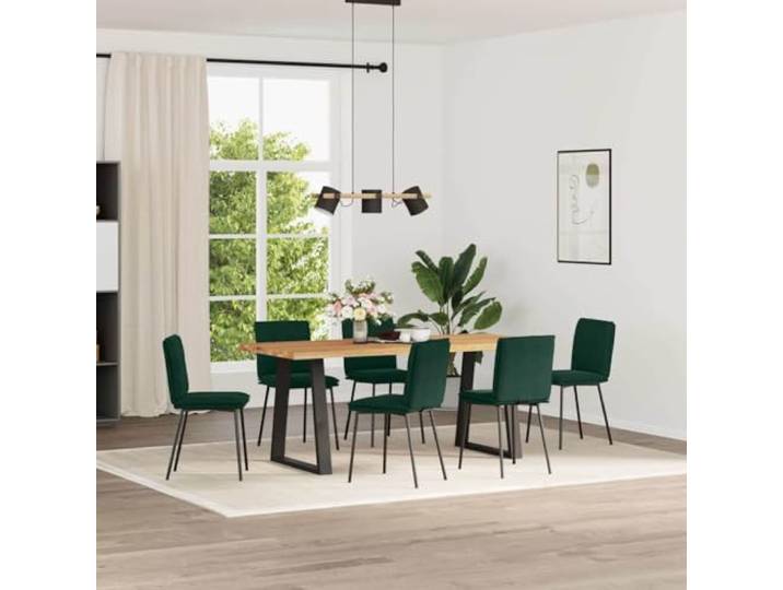 HGPOTUY Esszimmerstühle 6 STK. Dunkelgrün Samt Metallgestell, Holzbeine, Dicke Schaumstoffpolsterung, Vielseitig für Esszimmer und Wohnzimmer