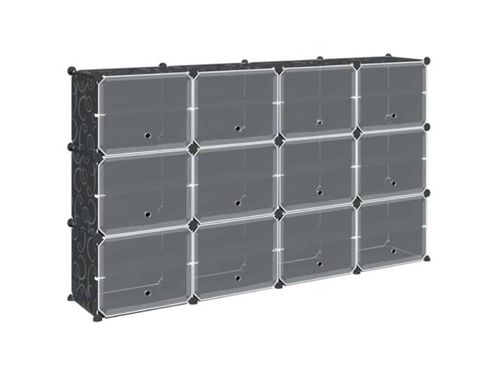 HKLGBVCR Organizer für 12 Würfel, Polypropylen, Schwarz Modulares Regal, Fächer für Schuhe und Kleidung, schnelle Montage, leicht zu reinigende Oberfläche