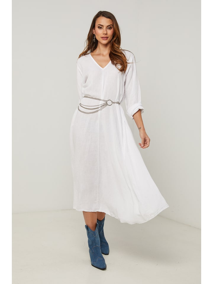 Fleur de Lin Leinen-Kleid "Lurcica" in Weiß - M