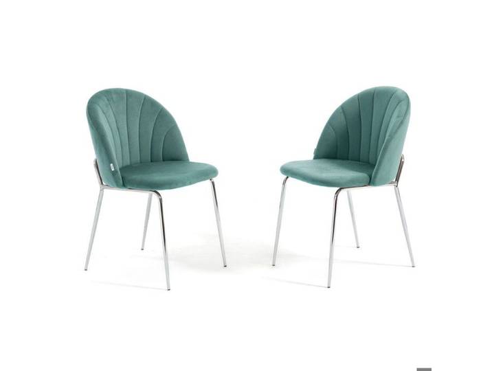 Chaises - SONIA - Lot de 2 - Velours - Métal - Vert jade/Argent