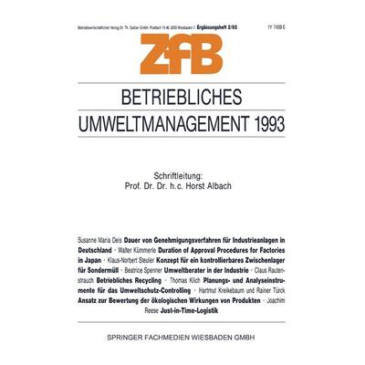 Betriebliches Umweltmanagement 1993, Taschenbuch von , Betriebswirtschaftlicher Verlag Gabler, 978-3-409-13391-3