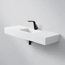 Steinberg Serie 444 Waschtisch Wandwaschtisch aus Mineo Stone, matt white, 444 7040 W 444 7040 W