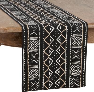 Saro Lifestyle Cotton Mud Cloth Table Runner