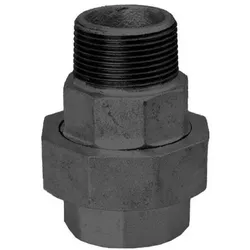 Hermann Schmidt Temperguss 331 Verschraubung 14331050 DN 50, 2", flach dichtend, IG/AG, schwarz