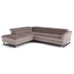 COTTA Ecksofa mit Funktion Haiti Stoff Grau Charcoal