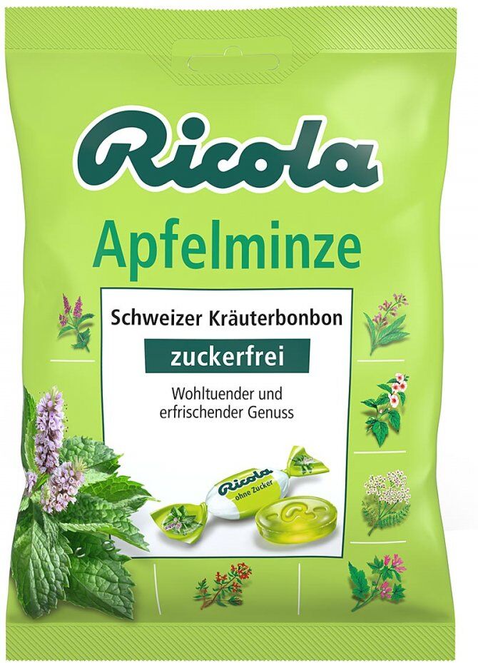 Ricola Apfelminze Bonbons ohne Zucker Beutel 75g