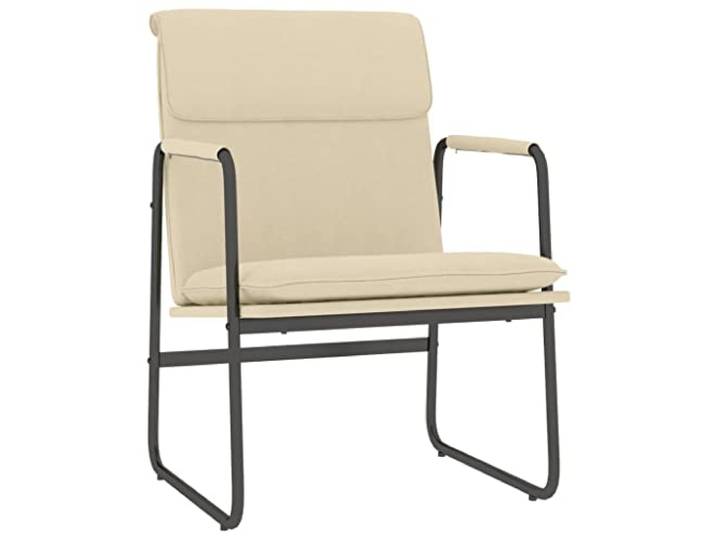 Loungesessel Creme 55x64x80 cm Stoff Metallgestell, rutschfeste O-Beine, gepolsterte Rückenlehne, tiefe Sitzfläche, Montageanleitung