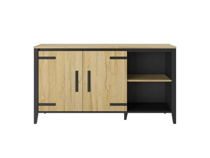 Buffet 2 portes/2 niches CORK imitation chêne/noir