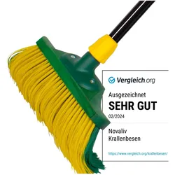 Novaliv Premium Krallenbesen mit Stiel 40cm, Spezialbesen gebogenen Borsten - Ideal als Gartenbesen, Reinigungsutensil, Gelb, Grün