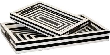 StyleCraft Dann Foley Palazzo Inlay Tray - Black & White - Set of 2