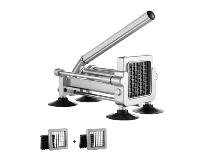 VEVOR Coupe-Frites Manuel\, Coupe-Légumes Multifonction avec Lame en Inox de 12\,7 mm et 9\,5 mm\, Coupe Pomme de Terre Patates avec Pied à Ventouse\, pour Concombres\, Carottes\, Restaurant\, Cuisine