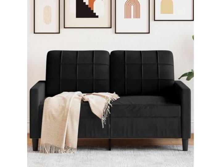 HEFZGDB 2-Sitzer-Sofa Schwarz 120 cm Samt Modernes Metallgestell Wohnzimmer Sitzmöbel Bequem Polsterung Komfortabel Stilvoll Langlebig Sofa