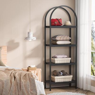 Yuzhou "4-Tier Open Bookshelf, 70.8"" Industrial Wood Bookcase Storage"