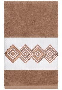 Authentic Hote and Spa Authentic Hotel and Spa Turkish Cotton Diamonds Embroidered Latte Brown Hand Towel