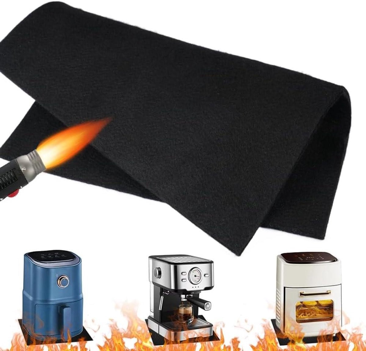 Hittebeschermingsmat Onbrandbare onderlegger Zwart 30 x 30 cm