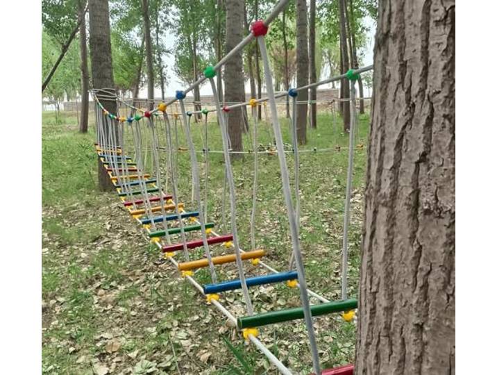 Earnmore Kindergarten Outdoor Brücke Kinder Sport Fitness Training Ausrüstung Massivholz Brücke Balance Brücke Klettern Brücke Spielzeug(Size:3m)