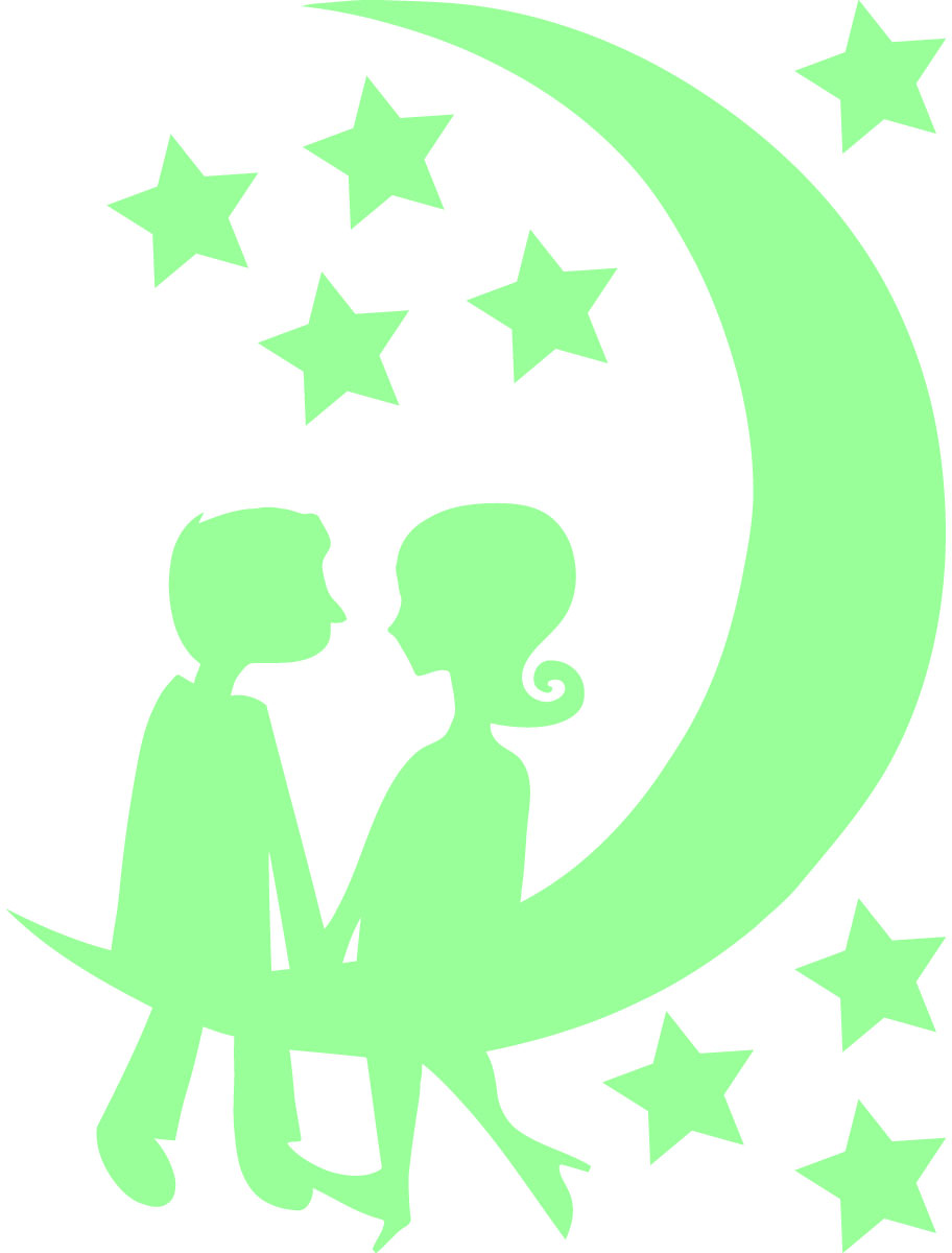 Ambiance-sticker Sticker Phosphorescent Silhouette couple sur la lune