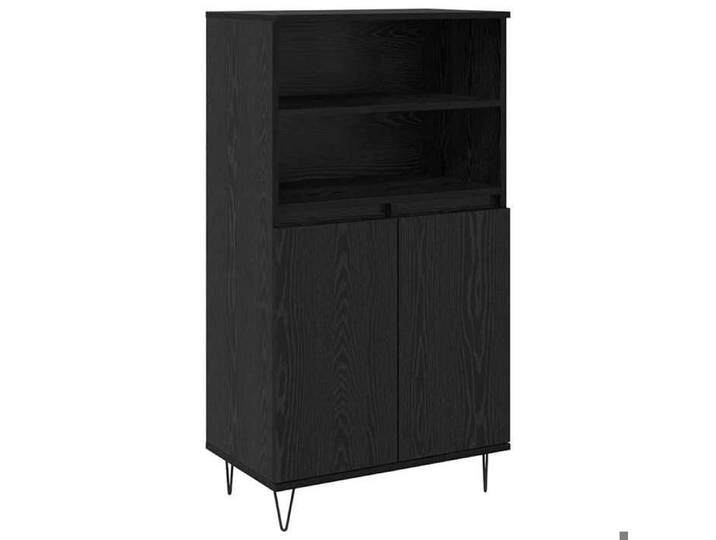 BONNIE®Armoire Haut - Décoration pour Maison Cuisine Noir 60x36x110 cm Bois d'ingénierie FR152640