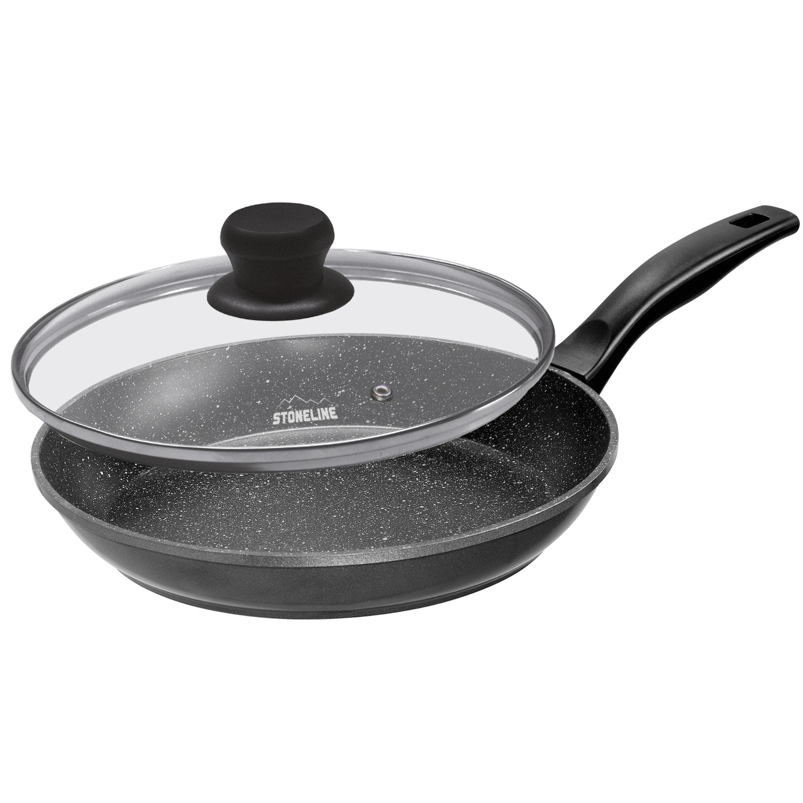 Stoneline Bratpfanne 26 cm, mit Griff, Induktion, Aluguss, Pfanne mit echten Steinpartikeln beschichtet, Ohne Fett oder Öl kochen, braten und schmoren