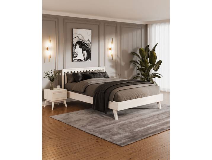 Naturwohnen Massivholzbett 140x200cm Kiefer Serie Laura Design und Handwerk perfekt vereint mit bioola® colour veredelt