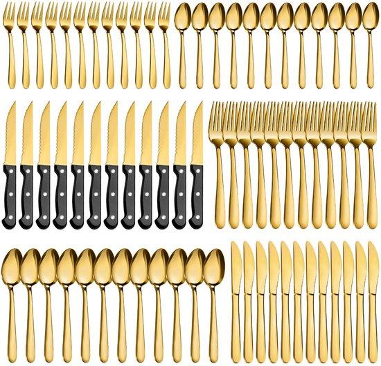 Besteckset, 72-teilig, schwarz - für 12 Personen - Edelstahl - Steakbesteck - Modern poliert