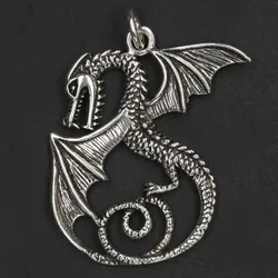 Drachensilber Drache mystisch Silberschmuck Anhänger 925 Silber - Silber