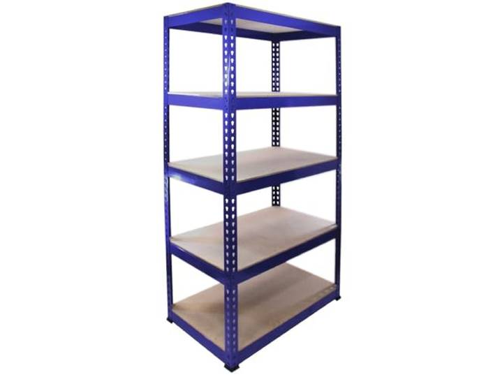 Monster Racking Q-Rax Garagenregal Kellerregal Lagerregal Werkstattregal Schwerlastregal Industrieregal Stahlregal Regal Stahl 5 Regalböden 90cm L x 50cm B x 182,5cm H Regaleinheit Lagerraumregal Blau
