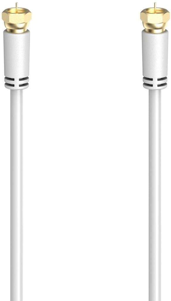 Hama SAT-Kabel "SAT-Anschlusskabel,F-Stecker -F-Stecker,1,5 - 5m vergoldet 100 dB,Weiß", weiß, 150cmcm, Kabel, SAT-Kabel