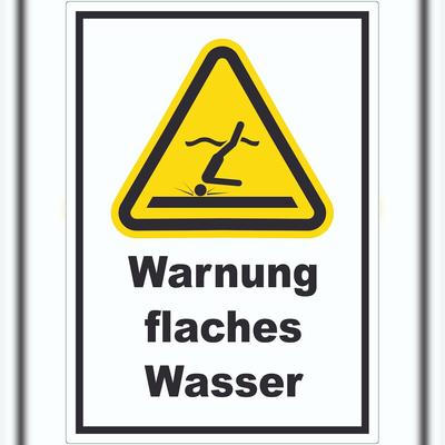 HB-Druck Aufkleber Warnung flaches Wasser A6 (105x148mm)
