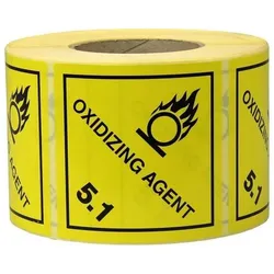 Transpak, Etikettenrolle, Etiketten Masse 100x100mm Papier gelb Aufdruck Oxidizing Agent (100 mm)