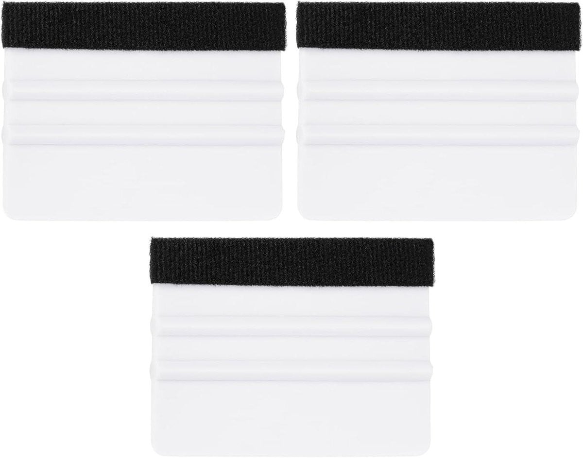 Vinyl Rakel Sticker Schraper met Vilten Rand - Wit - 10 x 7,6 cm
